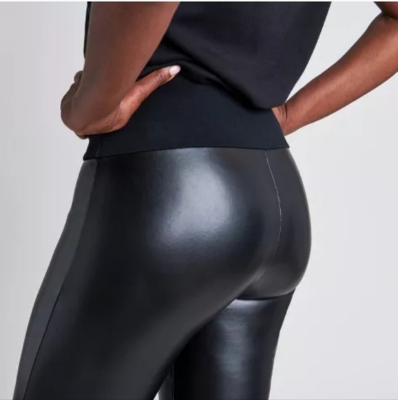 NWOT SPANX ASSETS COLLECTION  "All Over" Faux Leather Leggings in Black - Picture 3 of 8